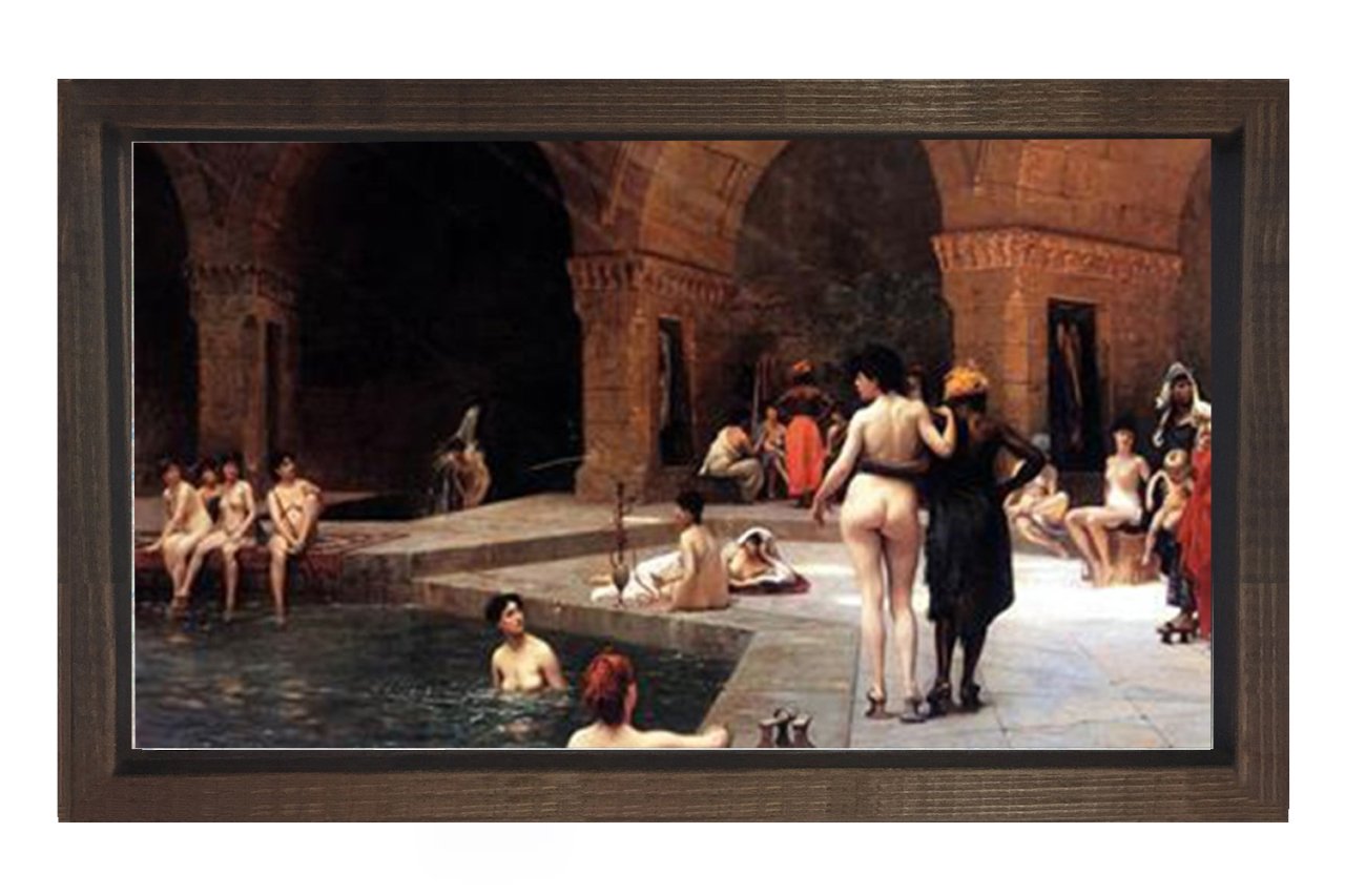 Hamam Tablosu Kahverengi Ahşap Çerçeve - 50x70
