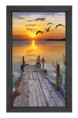 Derinlikli İskele Gün Doğumu Tablosu Siyah Ahşap Çerçeve - 50x70