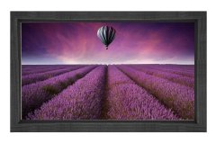 Uçan Balon Ve Lavanta Manzarası Tablosu Siyah Ahşap Çerçeve - 40x60