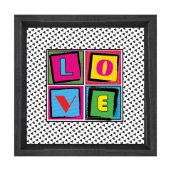 Vintage Love Yazısı Tablosu Siyah Ahşap Çerçeve - 90x90