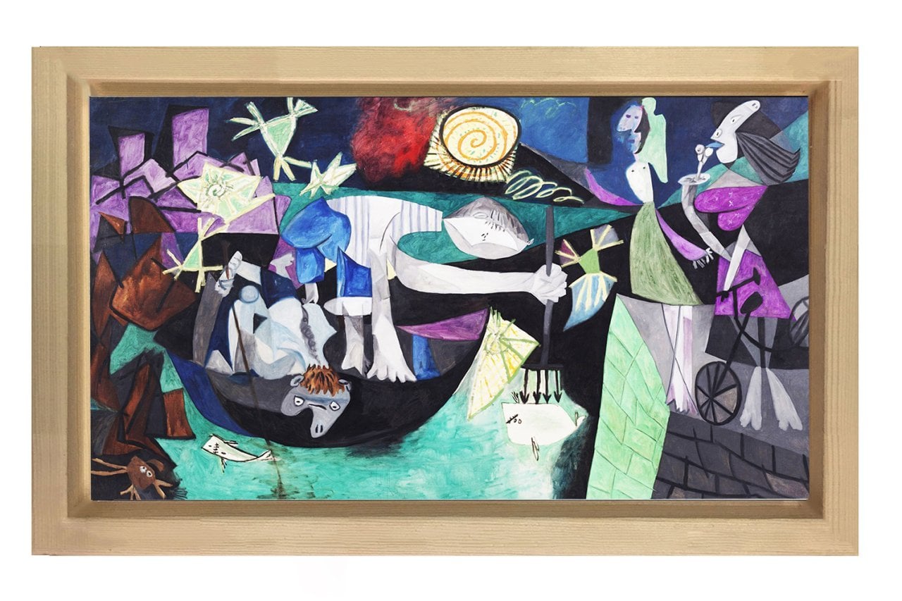Antibes’te Gece Balık Avı Tablosu Naturel Ahşap - 50x70
