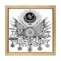 Osmanlı Tuğrası Boyama Tablo Tablosu Naturel Ahşap Çerçeve - 100x100