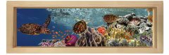 Kaplumbağalar Ve Deniz Tablosu Naturel Ahşap Çerçeve - 90x30