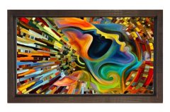 Soyut Reprodüksiyon Tablosu Kahverengi Ahşap - 40x60