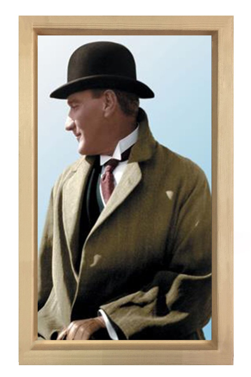Atatürk Tablosu Tablosu Naturel Ahşap Çerçeve - 50x90