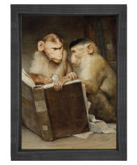 Gabriel von Max - The Scholars Tablosu Siyah Ahşap Çerçeve - 100x150