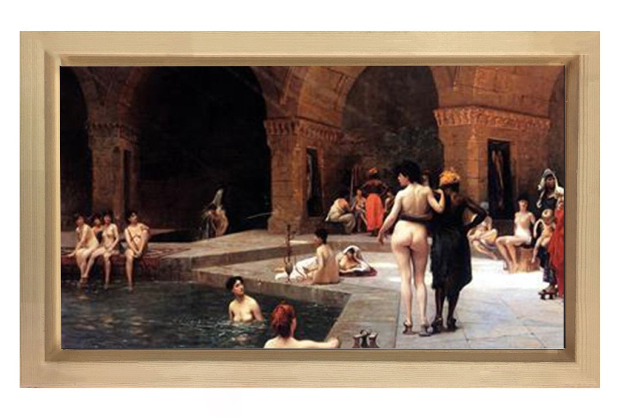 Hamam Tablosu Naturel Ahşap Çerçeve - 100x200