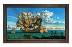 Butterfly Kelebek Gemisi Tablosu Kahverengi Ahşap - 100x150