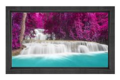 Mor Ağaçlar Ve Şelale Tablosu Siyah Ahşap Çerçeve - 100x200