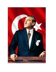 Atatürk Türk Bayrağı Çerçevesiz - 45x30