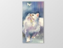 Beyaz Kedi Tablosu Çerçevesiz - 40x60