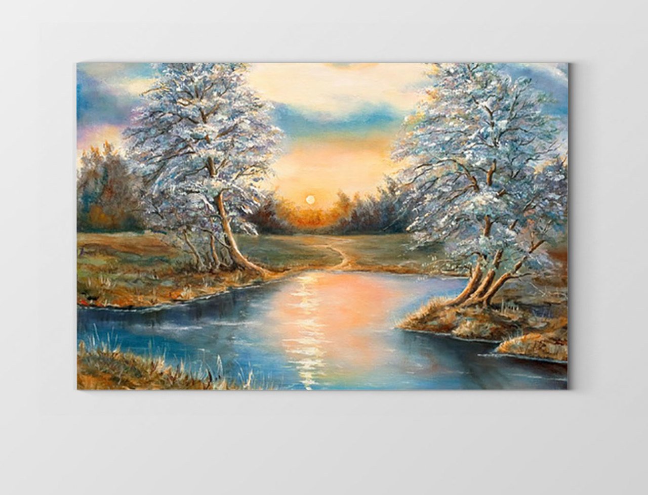Karlı Ağaçlar Manzara Tablosu Çerçevesiz - 45x30