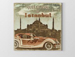 Vintage İstanbul Araba Tablosu Çerçevesiz - 30x30