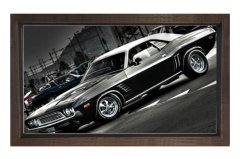 Classic American Muscle Cars Tablosu Kahverengi Ahşap - 50x90