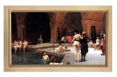 Hamam Tablosu Naturel Ahşap Çerçeve - 50x70