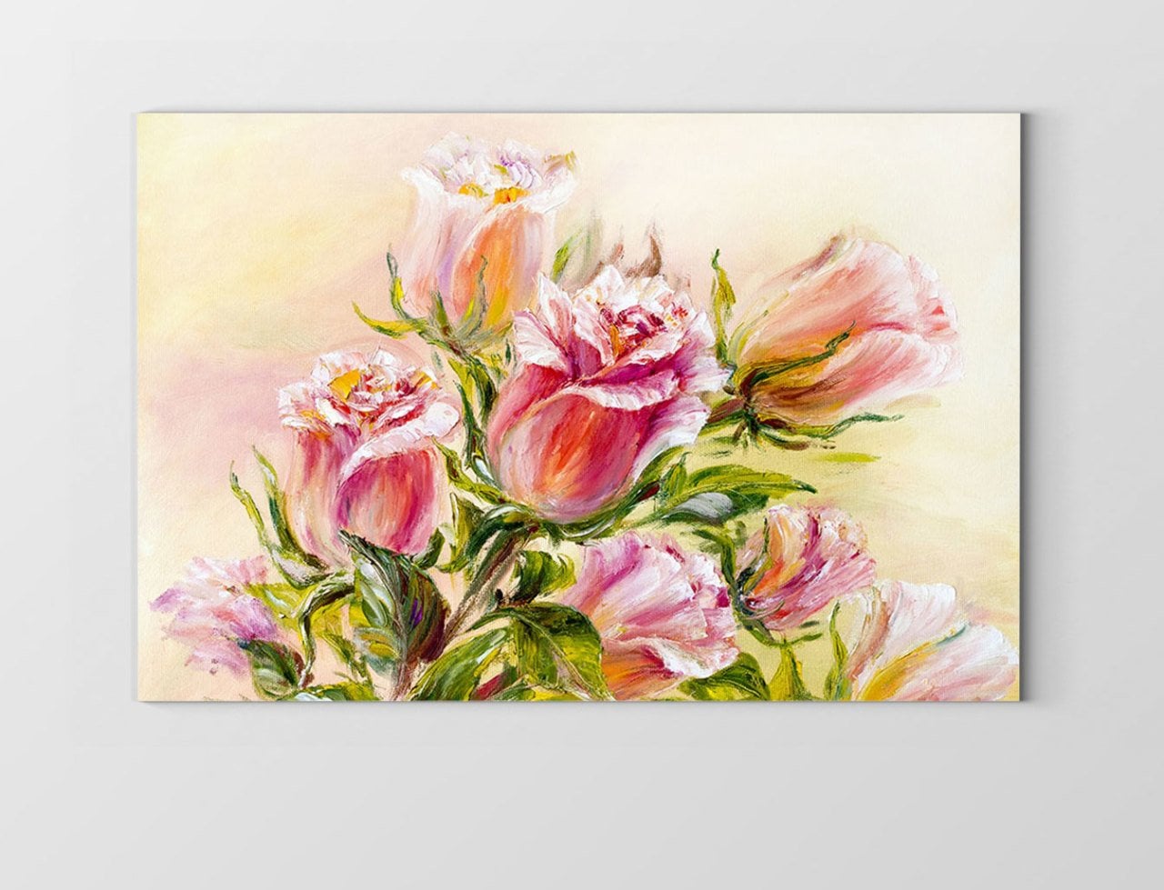 Pembe Gül Çiçekler Tablosu Çerçevesiz - 100x150