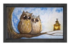 Baykuşlar Tablosu Siyah Ahşap Çerçeve - 50x90