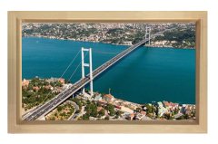 İstanbul Boğazı Tablosu Naturel Ahşap Çerçeve - 40x60