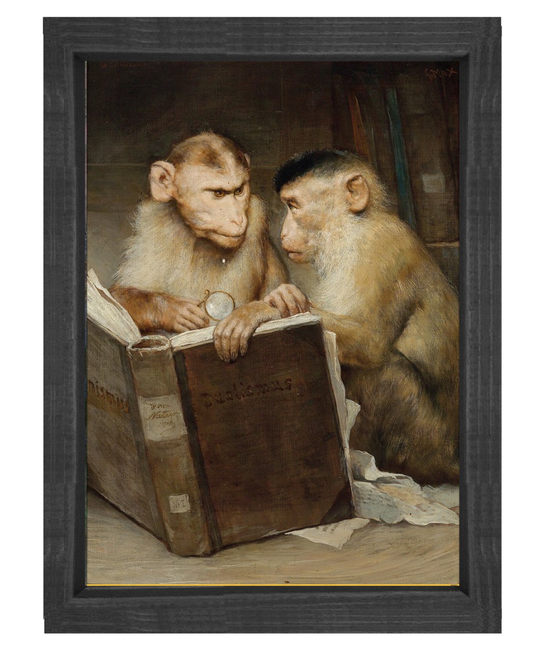 Gabriel von Max - The Scholars Tablosu Siyah Ahşap Çerçeve - 70x100
