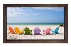 Renkli Şezlonglar Kumsalda Tablosu Kahverengi Ahşap - 100x200