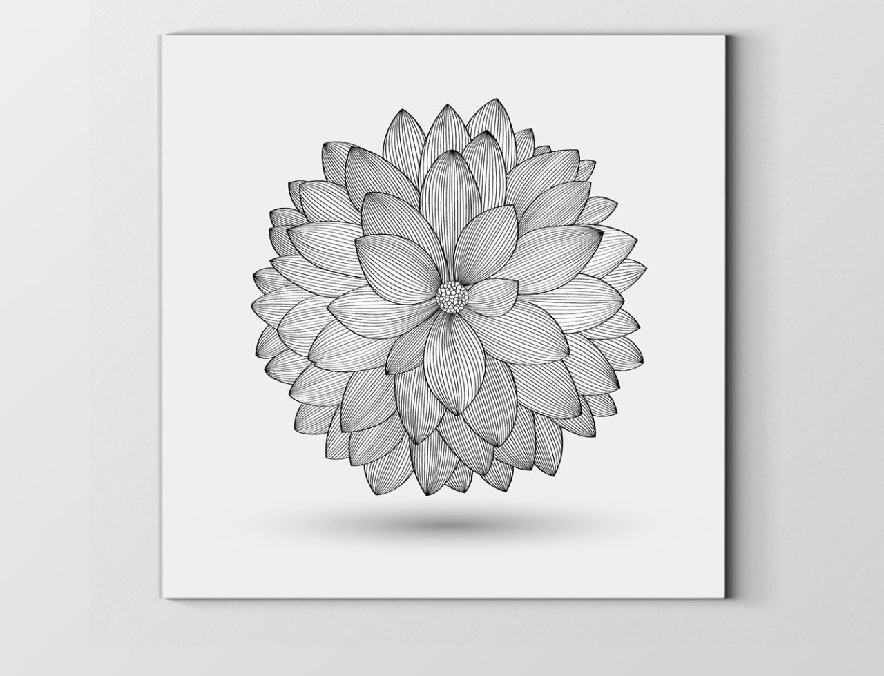 Çiçek Boyama Tablo Tablosu Çerçevesiz - 60x60