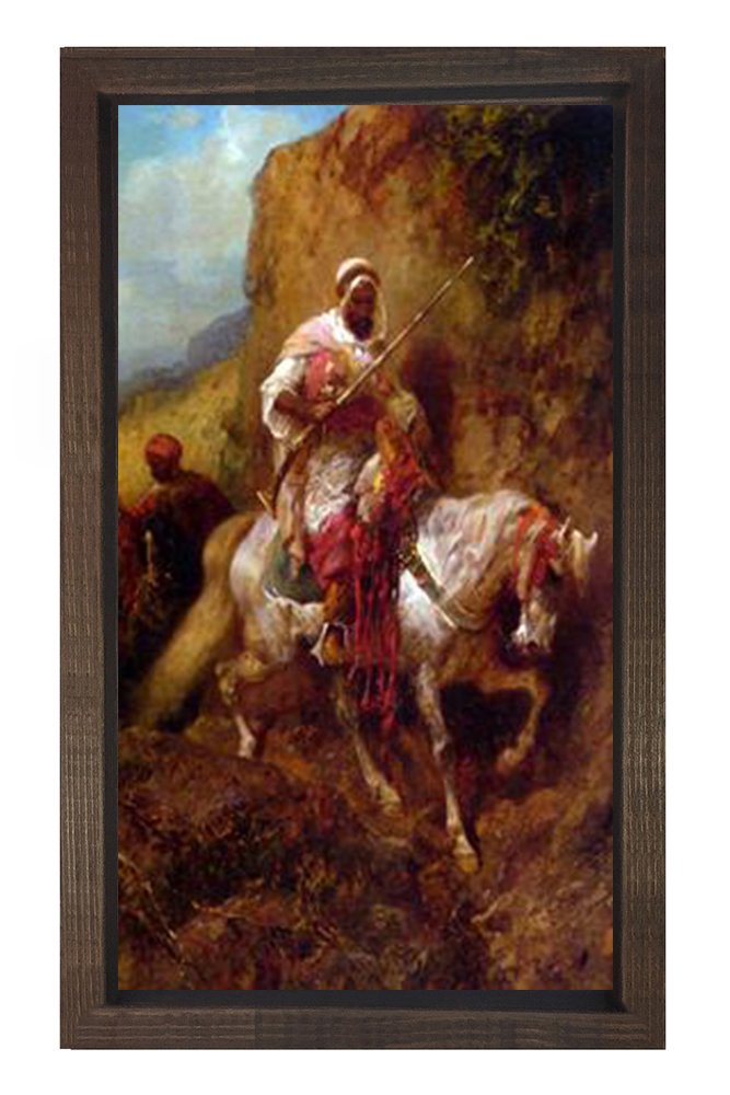 Oryantalis Atlı Tablosu Kahverengi Ahşap Çerçeve - 100x200