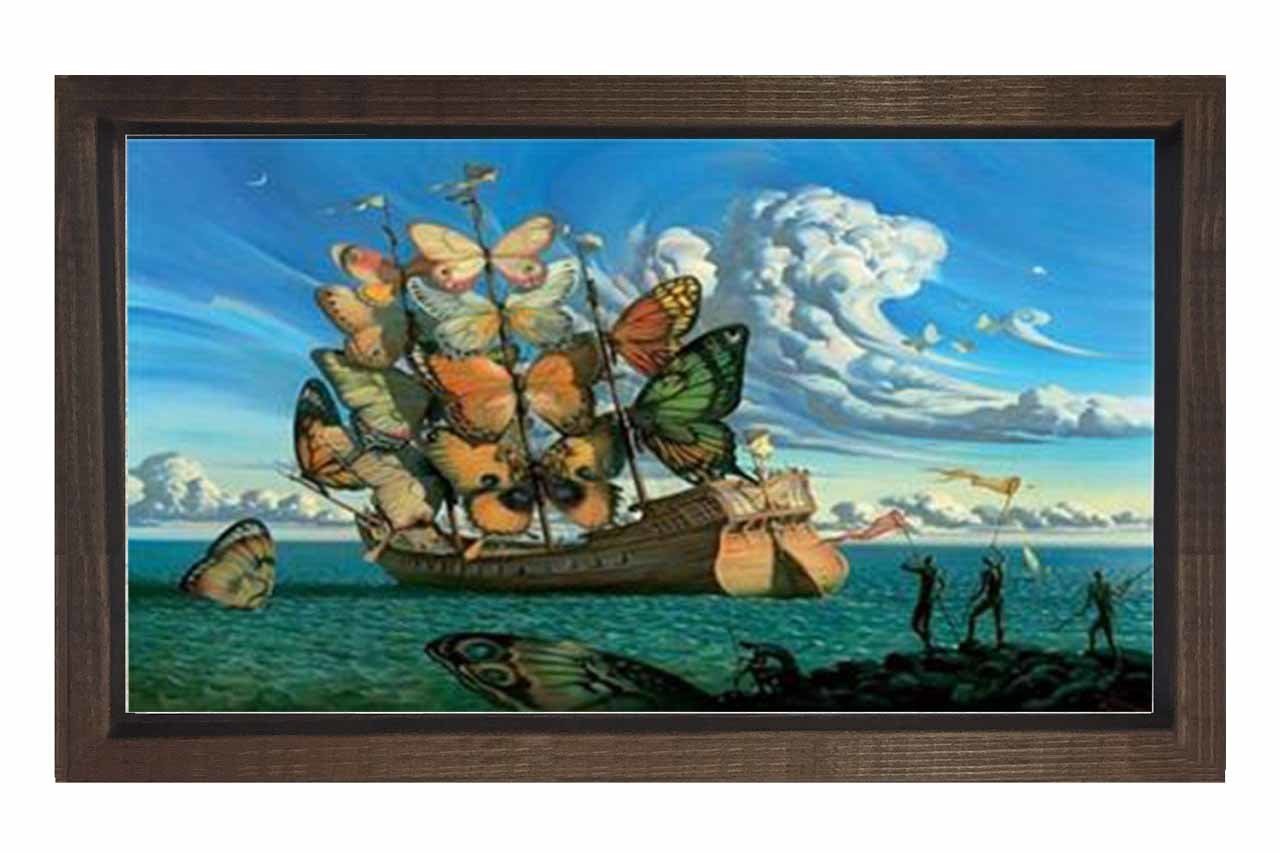 Butterfly Kelebek Gemisi Tablosu Kahverengi Ahşap - 50x90