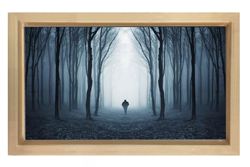 Yalnız Yol 3D Tablosu Naturel Ahşap Çerçeve - 70x100