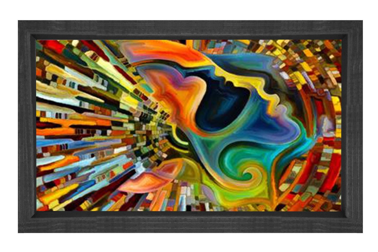 Soyut Reprodüksiyon Tablosu Siyah Ahşap - 50x70