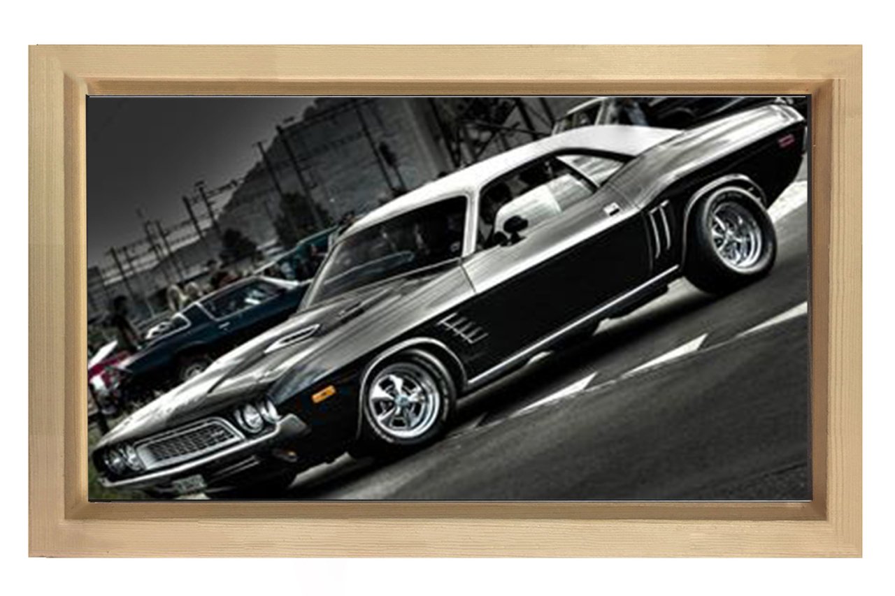 Classic American Muscle Cars Tablosu Naturel Ahşap - 45x30