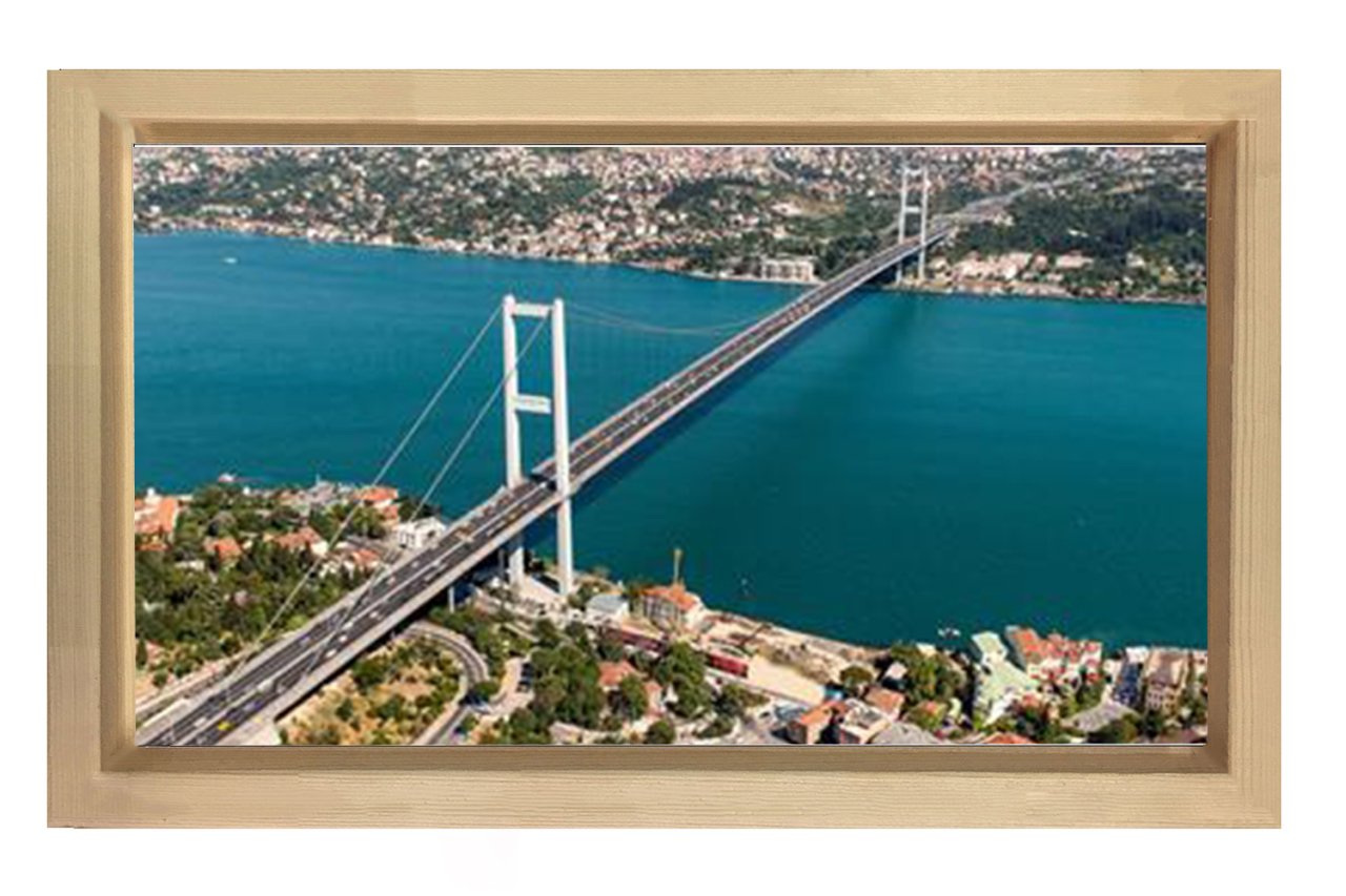 İstanbul Boğazı Tablosu Naturel Ahşap Çerçeve - 70x100