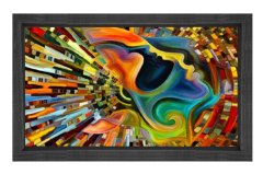 Soyut Reprodüksiyon Tablosu Siyah Ahşap - 50x90