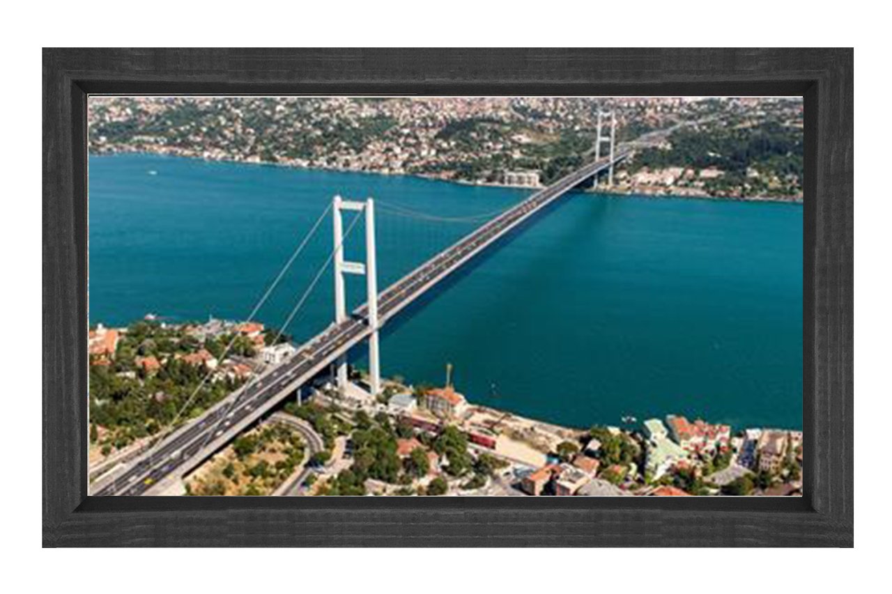 İstanbul Boğazı Tablosu Siyah Ahşap Çerçeve - 100x150