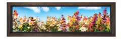 Papatyalar Ve Gökyüzü Tablosu Kahverengi Ahşap Çerçeve - 120x40