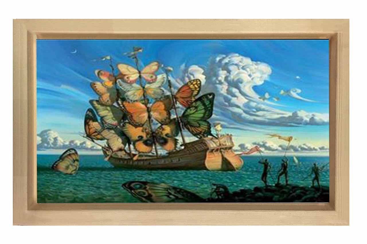 Butterfly Kelebek Gemisi Tablosu Naturel Ahşap - 100x200