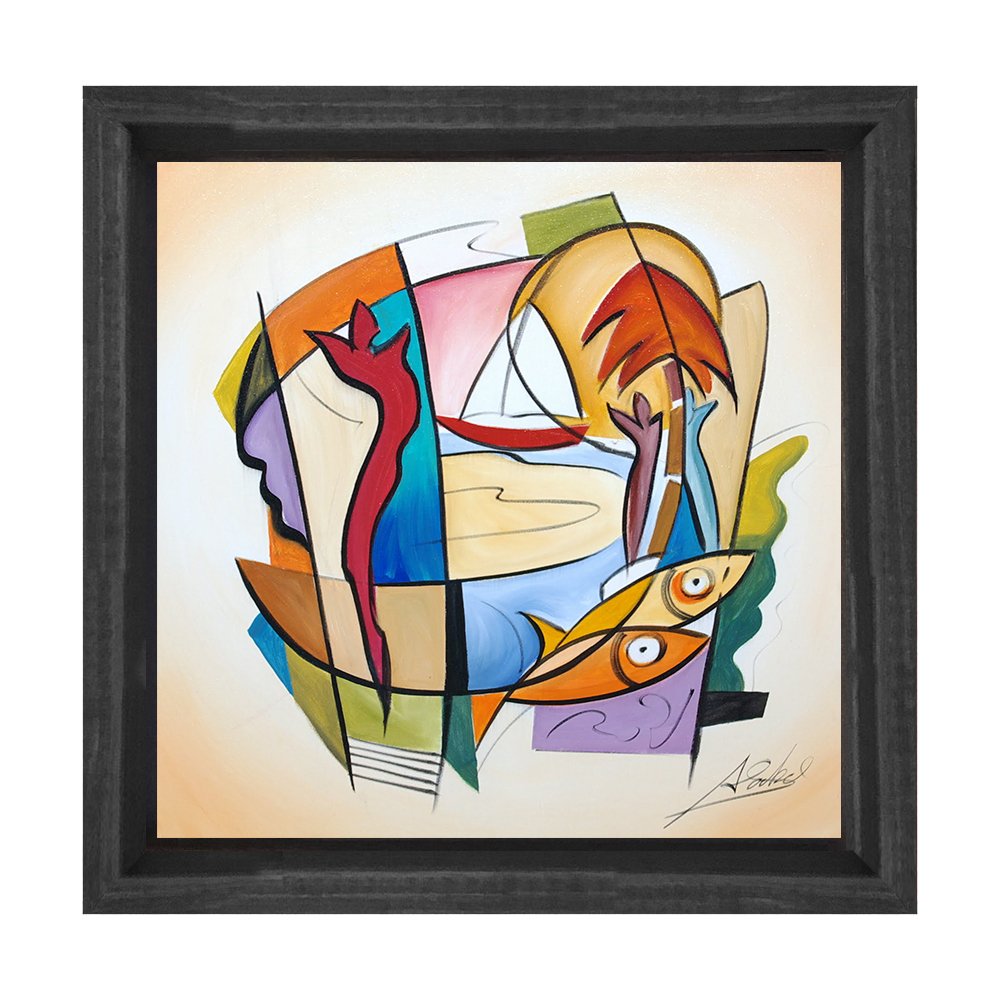 Soyut Tablo Tablosu Siyah Ahşap Çerçeve - 50x50