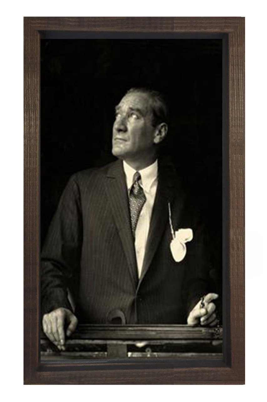 Atatürk Tablosu Kahverengi Ahşap - 40x60