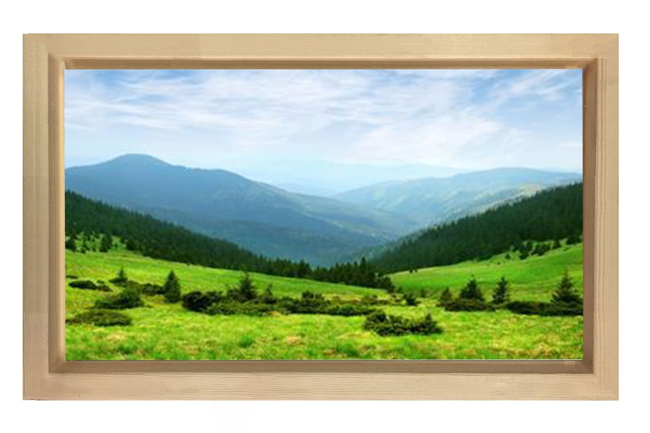 Muhteşem Yeşil Manzara Tablosu Naturel Ahşap - 50x90