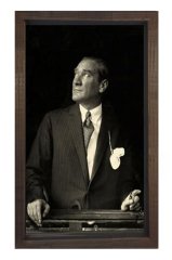 Atatürk Tablosu Kahverengi Ahşap - 50x90