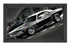 Classic American Muscle Cars Tablosu Siyah Ahşap - 40x60