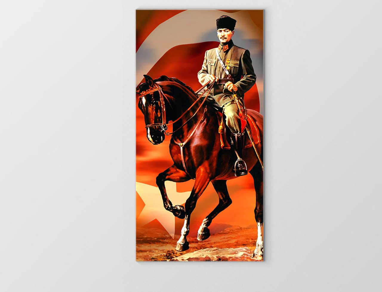Atatürk Atın Üzerinde Tablosu Çerçevesiz - 40x60