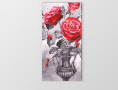 Kırmızı Güller Vazoda Tablosu Çerçevesiz - 50x90