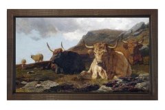 Otlak Hayvanları Tablosu Kahverengi Ahşap Çerçeve - 100x150