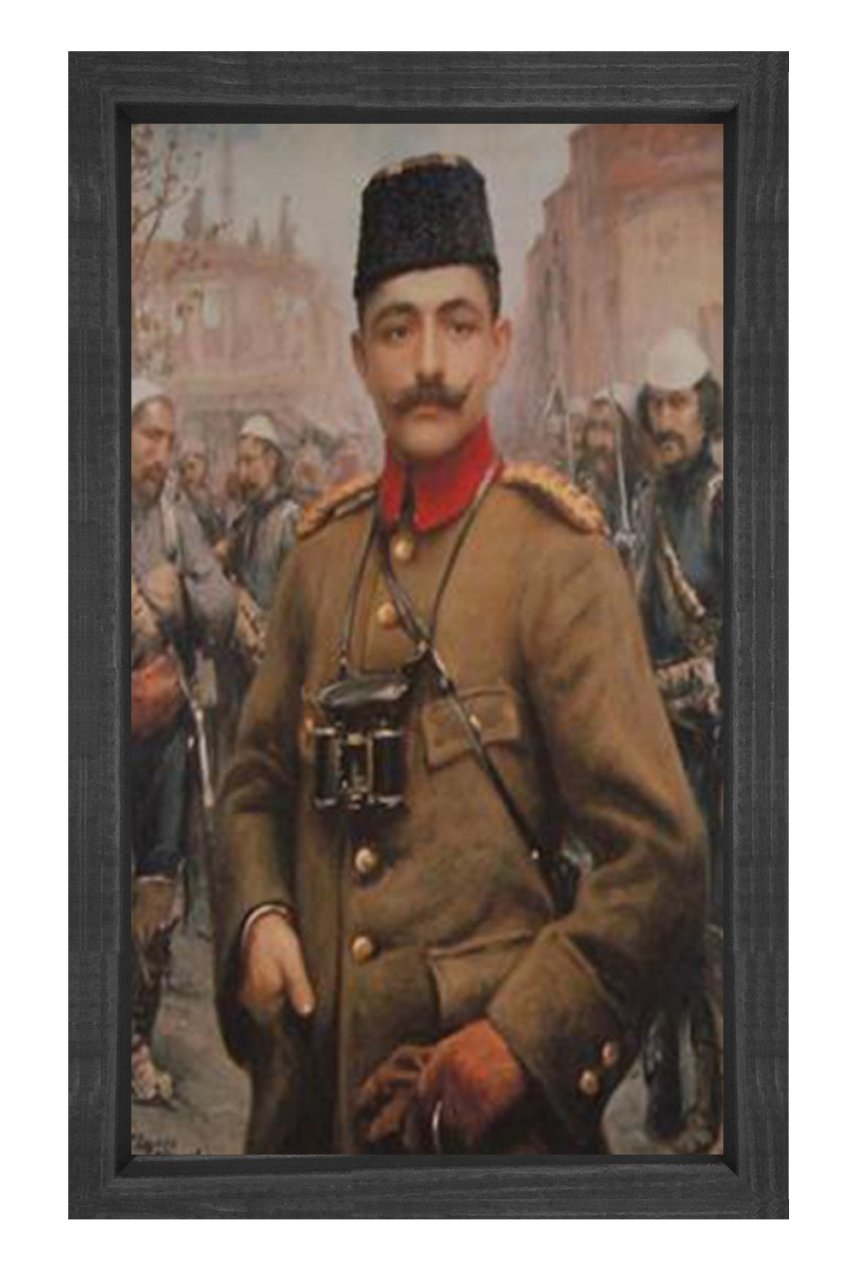 Enver Paşa Tablosu Siyah Ahşap Çerçeve - 45x30