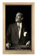 Atatürk Tablosu Naturel Ahşap - 40x60