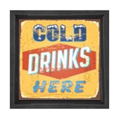 Cold Drinks Here Tablosu Siyah Ahşap Çerçeve - 70x70