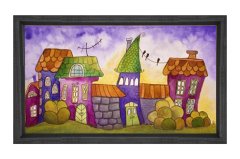 Renkli Mahalle Tablosu Siyah Ahşap Çerçeve - 100x150