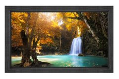 Sarı Ağaçlar Ve Şelale Tablosu Siyah Ahşap Çerçeve - 100x150