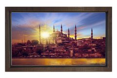İstanbul Gündoğumu Tablosu Kahverengi Ahşap Çerçeve - 50x90
