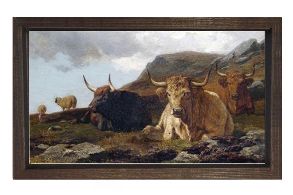 Otlak Hayvanları Tablosu Kahverengi Ahşap Çerçeve - 50x70